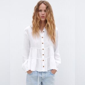 ZARA LINEN TIERED SHIRT
